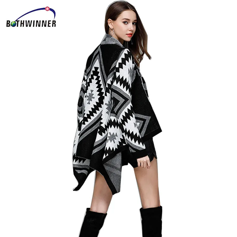 Женская кашемировая накидка-пончо Bothwinner повседневная трикотажная однотонная