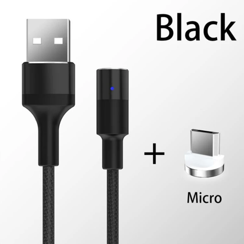 3а Магнитный зарядный кабель Micro USB кабель для iPhone XR XS Max X магнит Зарядное устройство USB C Тип C кабель светодиодный провод для быстрого заряда шнур - Тип штекера: Black for Micro