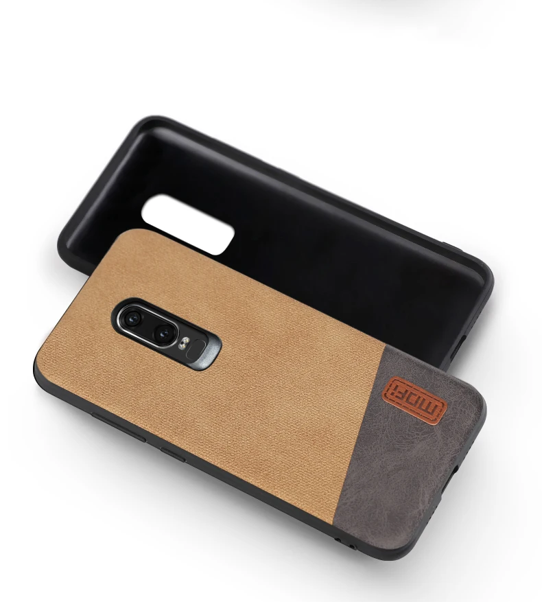 Oneplus 6 чехол MOFI One Plus 6 задняя крышка кожаный чехол для 1+ 6 мягкий силиконовый край Полный чехол для OP6 чехол 6,28''