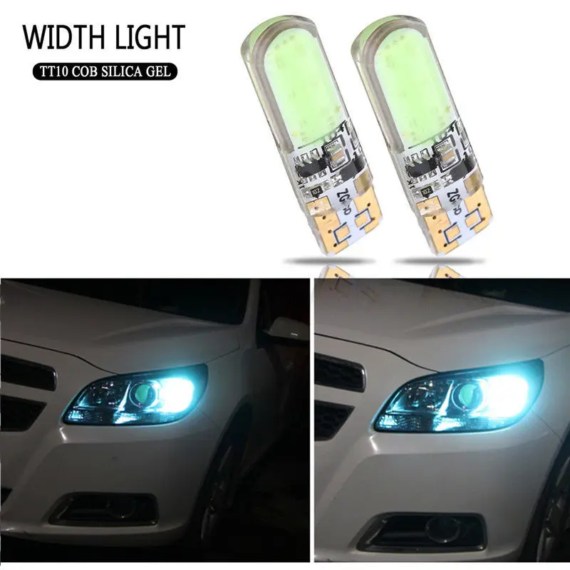 

JXLCLYL 2pcs T10 W5W COB LED Car Silica Flash Strobe Width Light Bulb Ice Blue