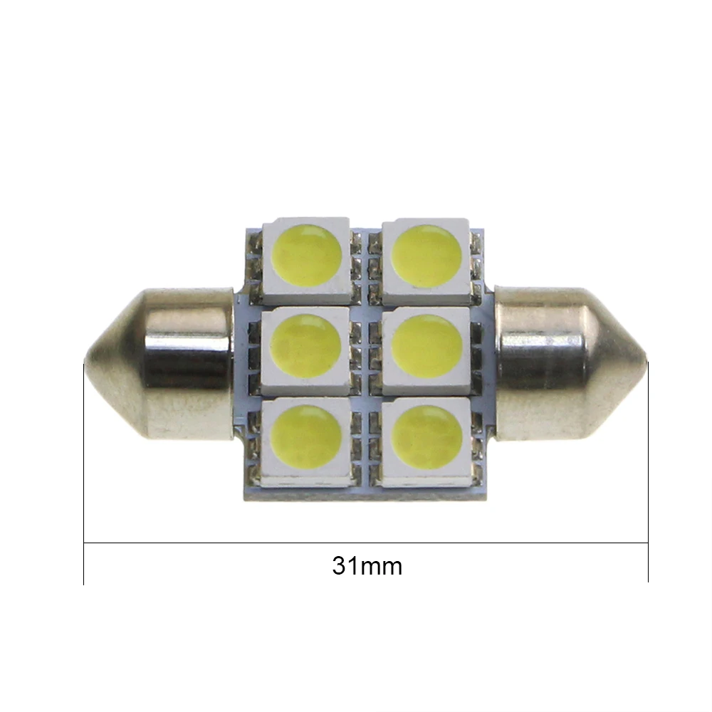 KEIN 10 шт. 31 36 39 41 мм гирлянда led C5W C10W led Автомобильный светильник SV8.5 6smd 5050 внутренняя купол Автоматическая сигнальная лампа белый/кристально-синий