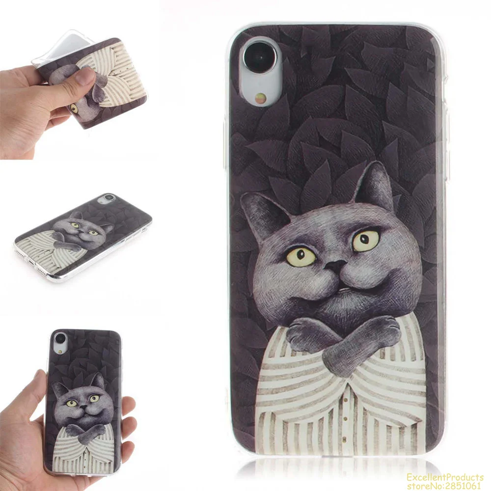 Высокое качество Cat ПЭТ окрашены силиконовый чехол для Apple iPhone 5 5S 6 6S PLUS 7 8 X XS XR Max