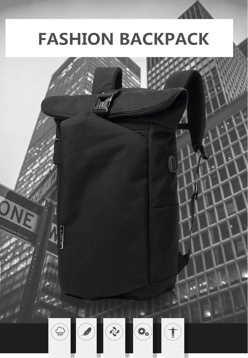 OZUKO Fashion Backpack Men for Teenager 15.6 inch Laptop Backpack Oxford Travel Rucksack Casual School Bags USB Charging Mochila