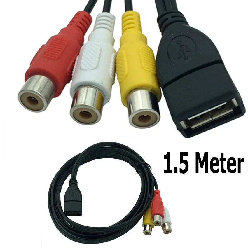 1 5 м USB A Female to 3 RCA Phono AV кабель Ведущий ПК ТВ Aux аудио видео адаптер|Кабели USB| |