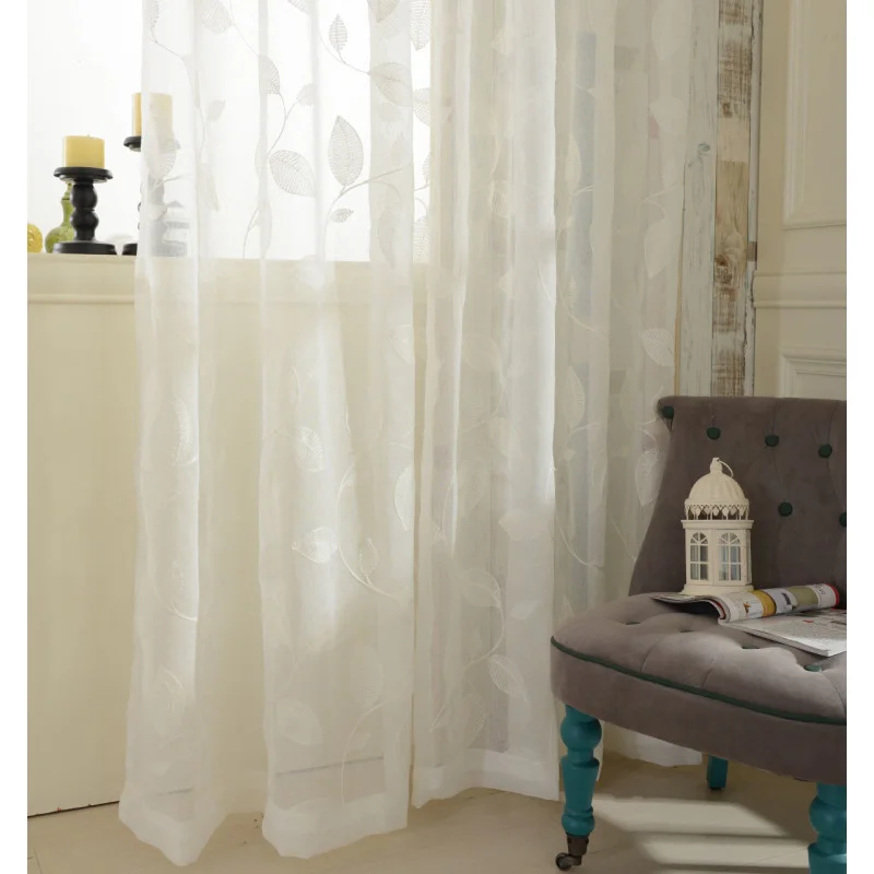 NAPEARL Вышитые тюлевые занавески белого льна в современном стиле для гостиной, окна, кухонных дверей с цветочным дизайном, короткая панель.