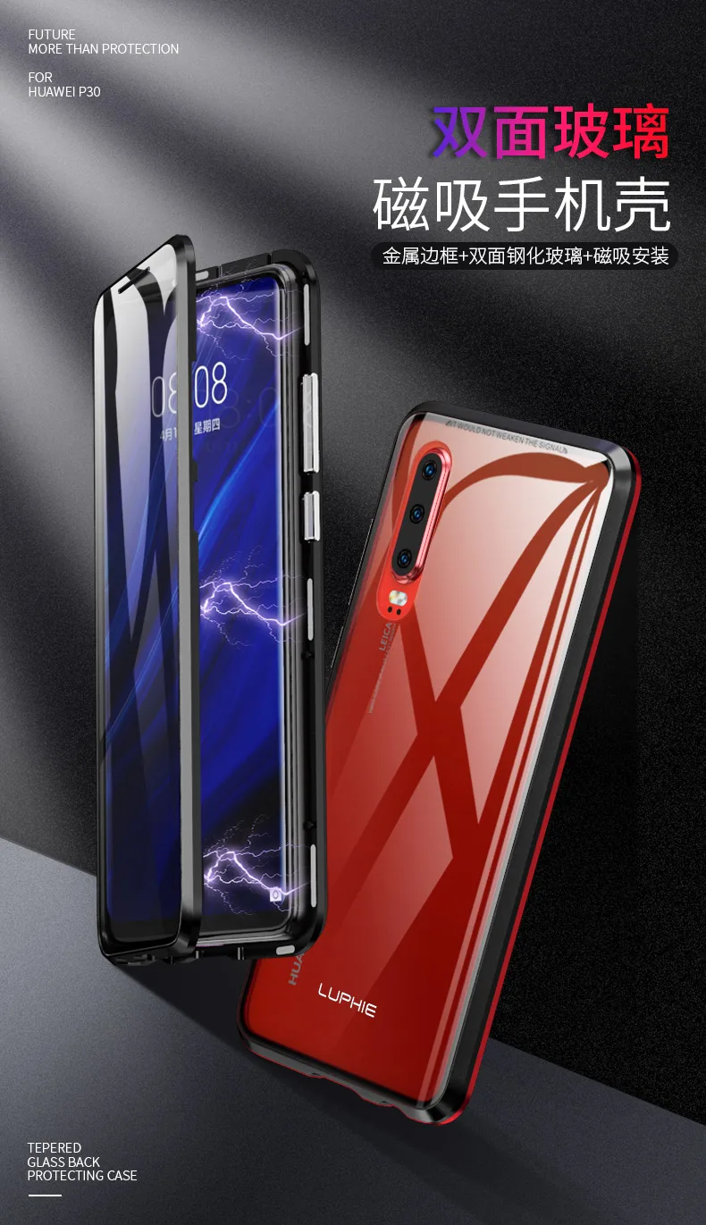 P30 PRO LUPHIE 360 градусов Полный Магнитный чехол для huawei p30 передний задний стеклянный чехол huawei p30 pro p 30 pro 30pro Магнитный чехол