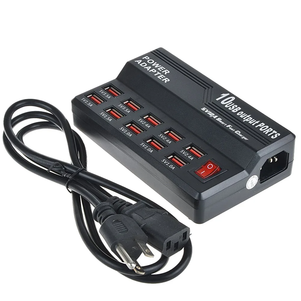 New 5V12A 10 Port Charging Station Multipe USB Desktop Rapid Charger for Smart Phone Tablet PC iPhone 7 6 6plus 5 iPad | Мобильные