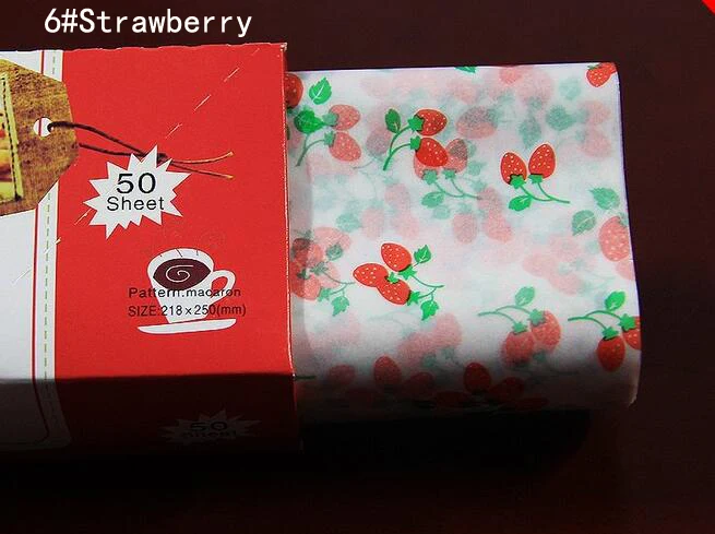 6Strawberry 50 шт./компл. выпечки для упаковки хлеба сэндвич бургер фри пакет восковые бумажные инструменты кухонный гаджет пищевая масляная бумага Nougat - Цвет: 6Strawberry