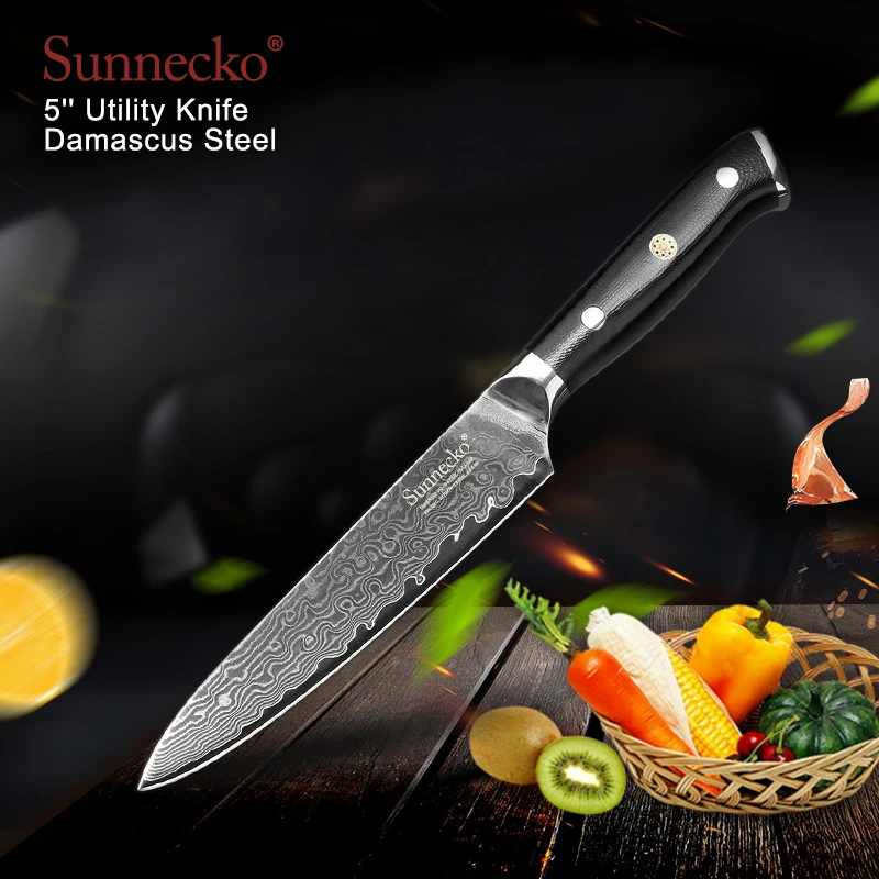 SUNNECKO 3 шт. Кухня ножи Набор Утилита поварской нож для тонкой нарезки режущие