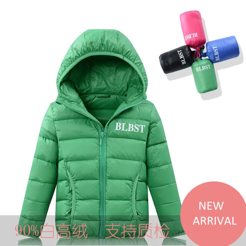 90% пуховик на белом утином пуху Детская куртка с капюшоном для мальчиков и