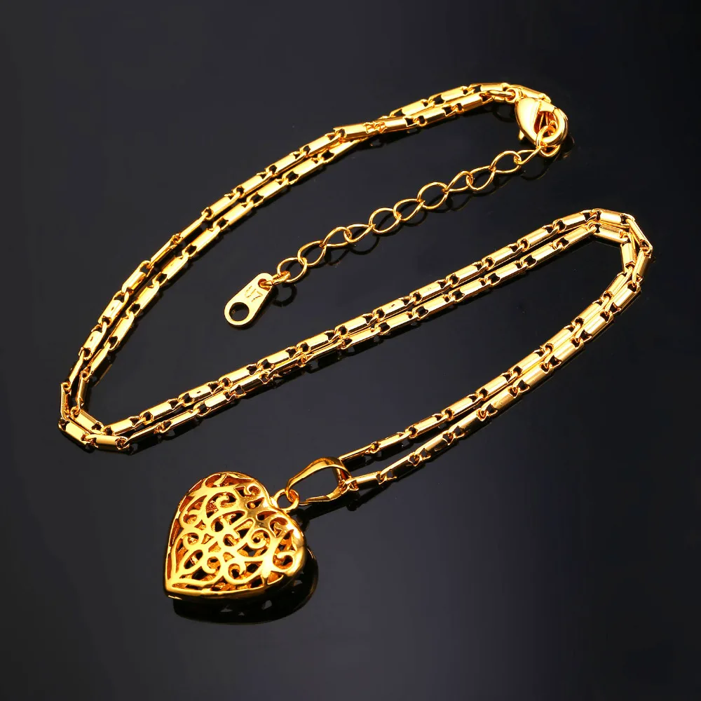 Полые сердца кулон &amp ожерелье женщин ювелирные изделия из нержавеющей стали