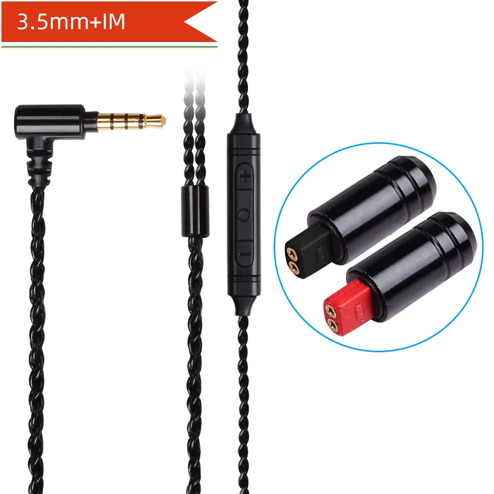 Black IM 3.5mm FDBRO Серебристые наушники MMCX A2DC 2Pin IE80 IM кабель 3,5 мм с микрофоном сменный провод для наушников SE215 SE425 SE535 - Цвет: Black IM 3.5mm
