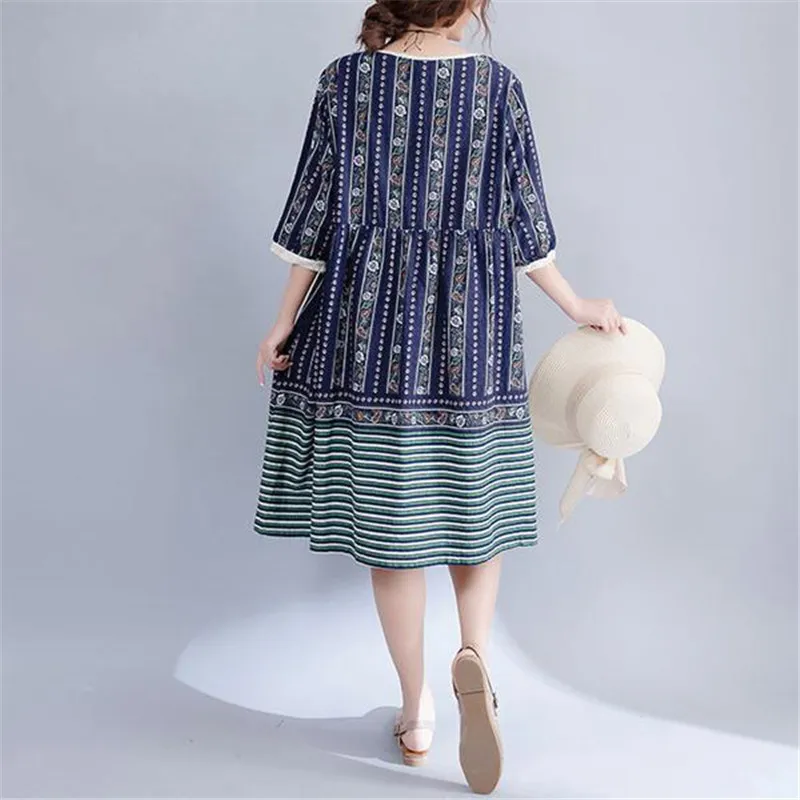 BUYKUD 2018 летнее женское богемное короткое платье модное с круглым вырезом коротким