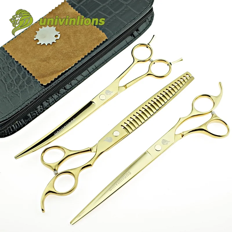 set leather case " Золотые изогнутые ножницы для домашних животных ножницы для стрижки собак и кошек машинки для стрижки животных ножницы для стрижки собак Ножницы для домашних животных для кошек - Цвет: set leather case