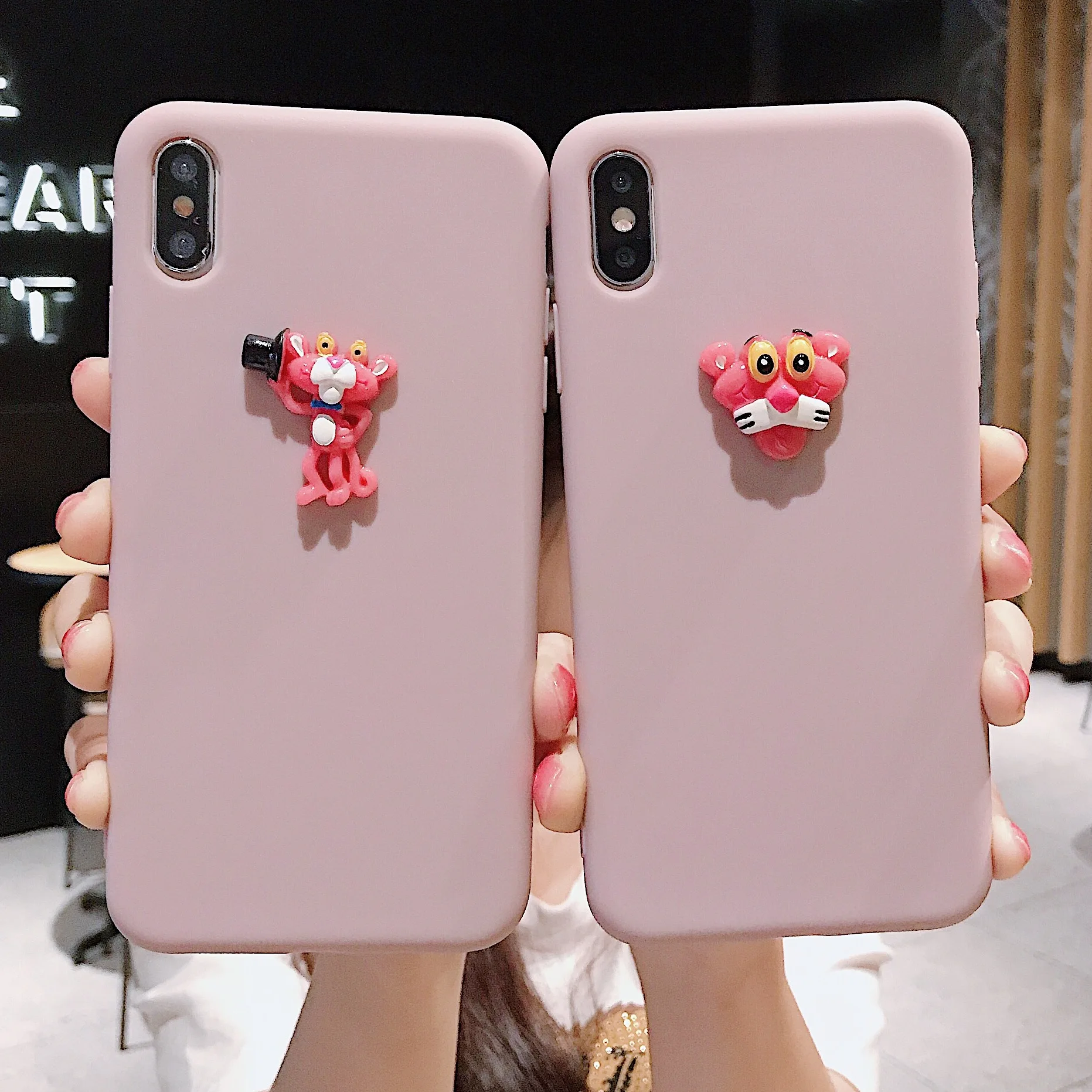 Мягкий ТПУ чехол для телефона iPhone XS MAX XR X 8 7 Plus 6 6s 3D стереоскопическая Розовая