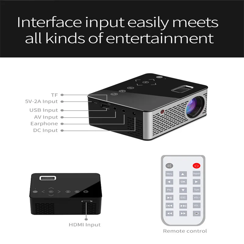T200 светодиодный мини проектор HD Портативный HDMI USB AV Поддержка Мощность Bank зарядное устройство мини-проектор