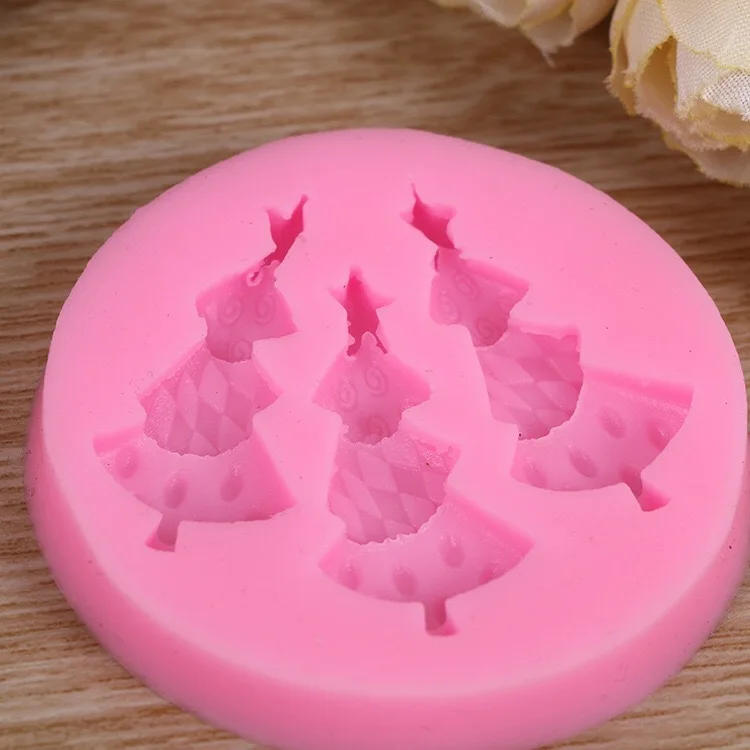 1 шт Fondant (сахарная) торт силиконовые формы Рождество Дерево лист Форма форма для