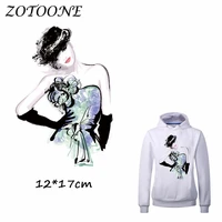 zotoone iron on patches pertty girl heat transfer patches for clothing t shirt beaded applique clothes diy accessory decoration