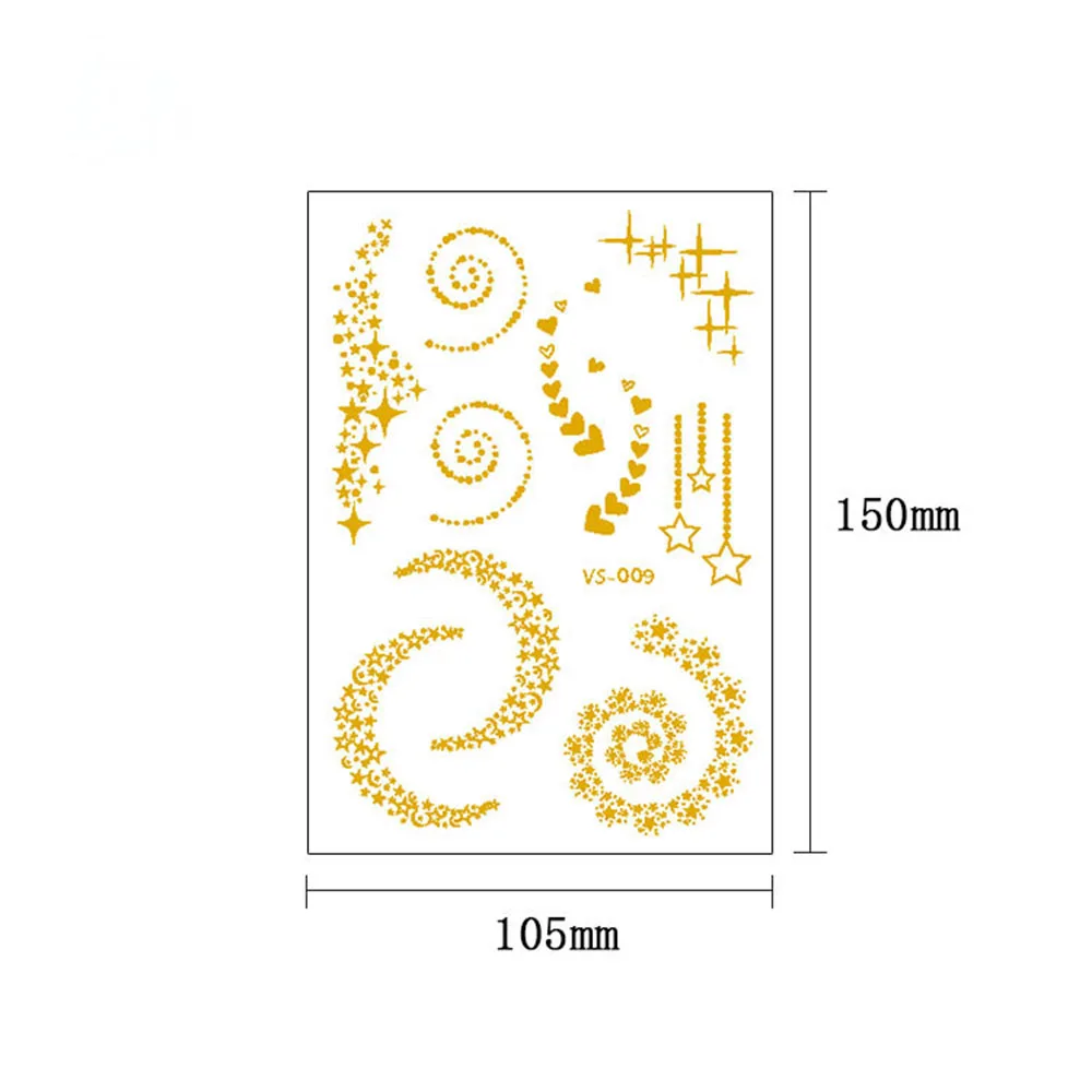 1 упаковка золотых татуировок на лицо модные водостойкие наклейки для макияжа с