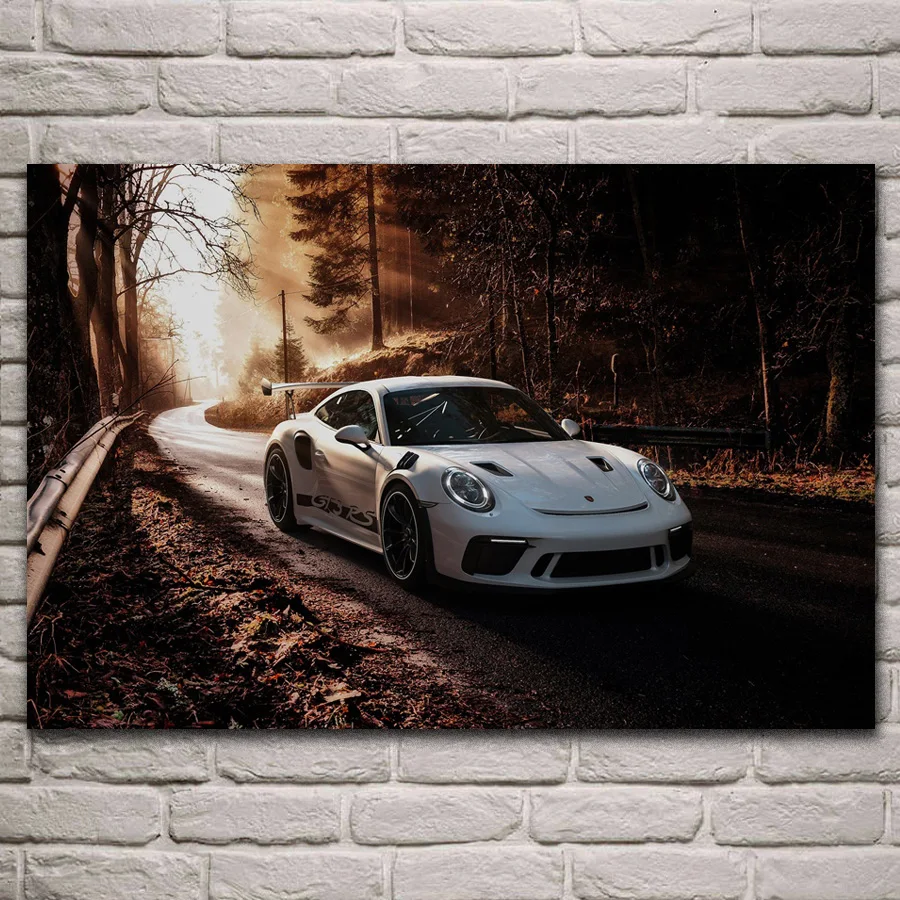 

911gt3 rs supercar sport car artwork fabric posters on the wall picture home living room decoration for bedroom KH802
