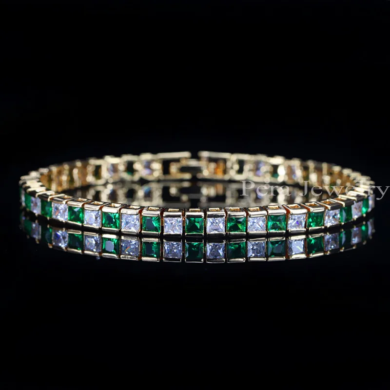Женский вечерние с крупными квадратными фианитами золотистого цвета|bracelets for|cubic