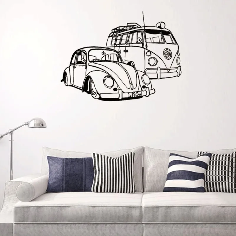 

camper van and VW beetle car home decal removable murals room decoration