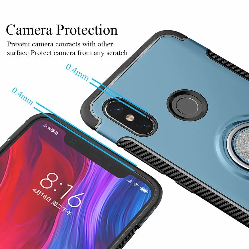 Ascromy For Xiaomi Redmi Note 5 Pro Dual Layer Armor Case 360 Degree Rotating Finger Ring Holder Mi 8 SE Max 3 Coque |