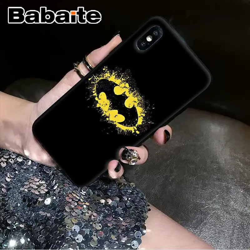 Черный мягкий чехол для телефона Babaite с логотипом супергероя Бэтмена Apple iPhone 8 7 6 6S