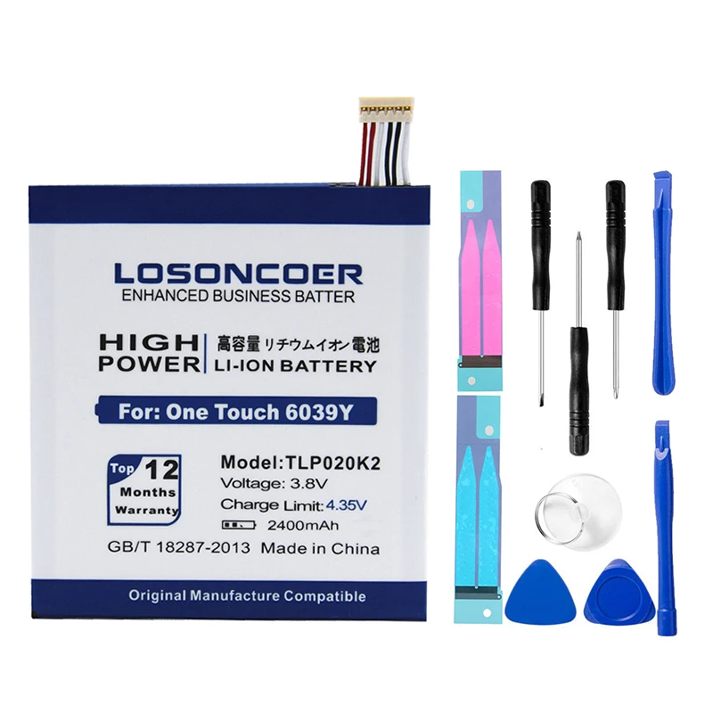 LOSONCOER 2400 мАч TLp020K2 высокое качество литий-ионная батарея для Alcatel One Touch 6039 H 6039Y 6039 K батарея