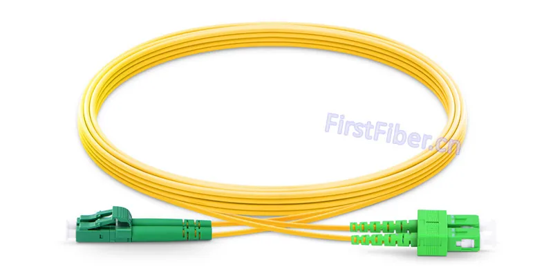 FirstFiber 1m LC APC to SC APC G657A 2 cores Duplex Fiber Patch Cable, Jumper, Patch Cord 2.0mm PVC OS2 SM Bend Insensitive