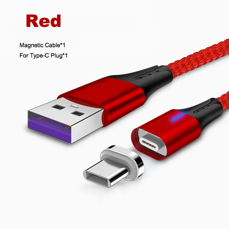 5А Магнитный USB кабель для зарядного устройства type-C для huawei P30 P20 Pro mate 20 10 Honor 20 Магнитный type-C шнур для быстрой зарядки телефона - Цвет: Red Type-C