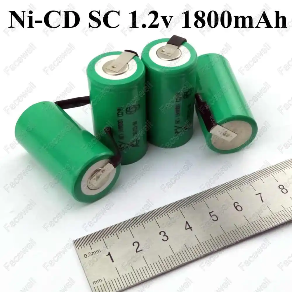 12 шт. Sub C SC 1 2 v nicd Батарея 1800mAh 20A Ni CD sc упаковка батарея sub c ni cd subc 7 1800mah батарея|nicd