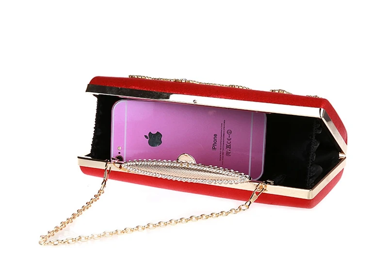 Хит продаж 2016 красная вечерняя Женская сумочка Стразы банкетная Сумочка клатч