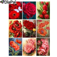 diapai 5d diy diamond painting 100 full squareround drill flower landscape 3d embroidery cross stitch home decor