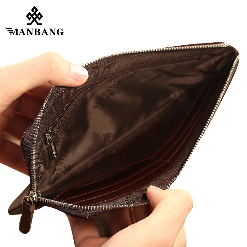 ManBang 2018 новые модные мужские кошельки из натуральной кожи на молнии кошелек