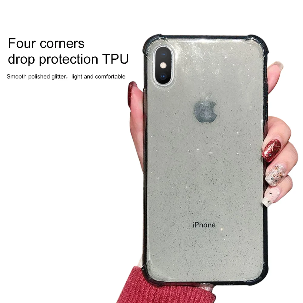 NYFundas 360 ударопрочный блестящий чехол для телефона iphone XR XS MAX прозрачный мягкий