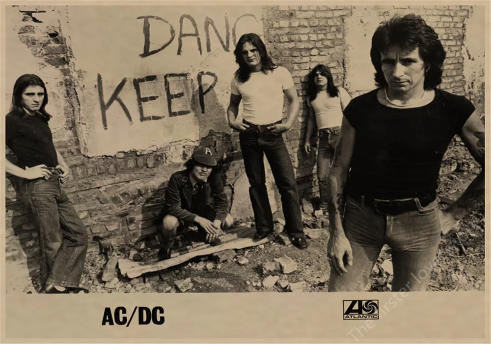 ВИНТАЖНЫЙ ПЛАКАТ ACDC крафт ретро старый рок-н-ролл Старый плакат евро и американская музыкальная команда звезда Ретро плакат Наклейка на стену - Цвет: 24