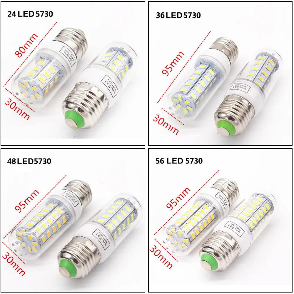 E27 E14 светодиодный светильник 220V B22 G9 SMD 5730 24 36 48 56 69 72 s кукурузы лампа Светодиодная