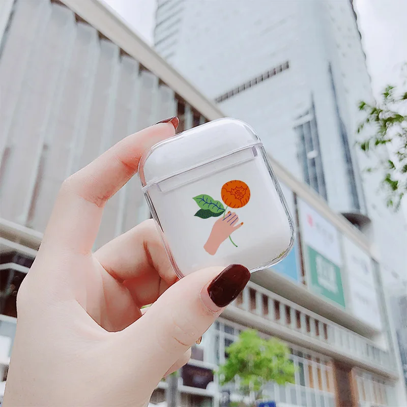 Модный Ретро чехол с цветочным рисунком для AirPods прозрачный жесткий Bluetooth зарядки