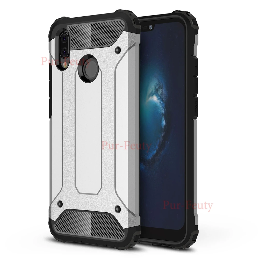 Встроенная чехол для Huawei p20 Lite P20Lite ANE-LX1 ANE-L02 мягкой ТПУ с Жесткий PC Обложка для Huawei p20 Pro Nova 3E телефон случаях - Цвет: silver