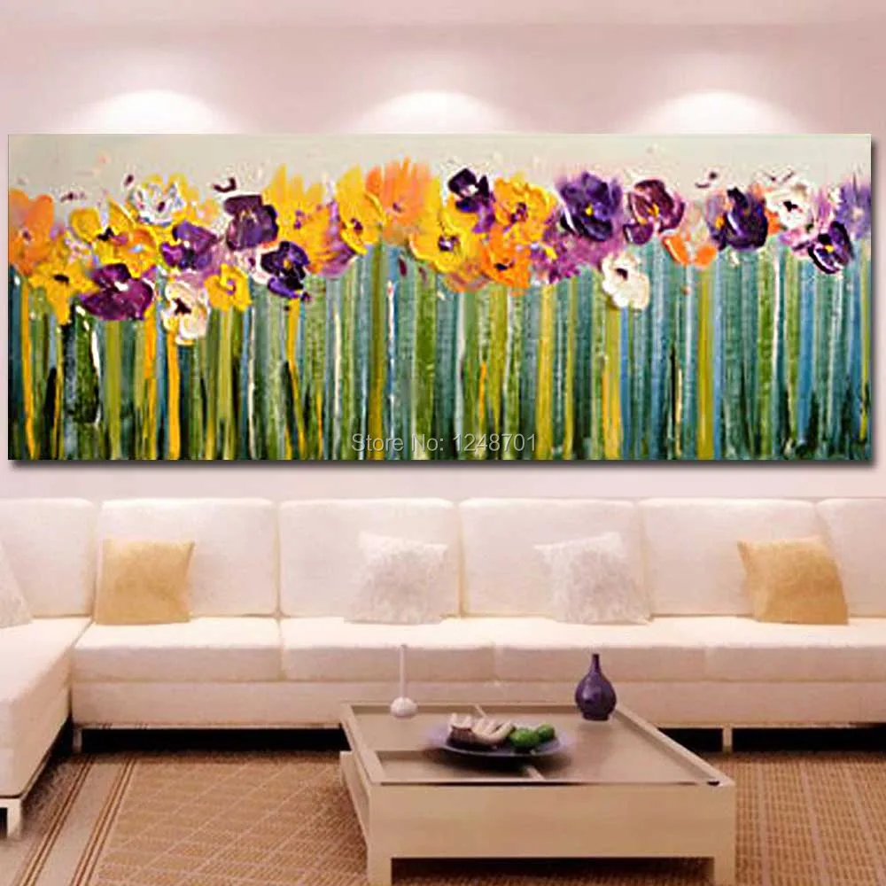 Ручная роспись Современная Абстрактная палитра нож цветок Толстая картина