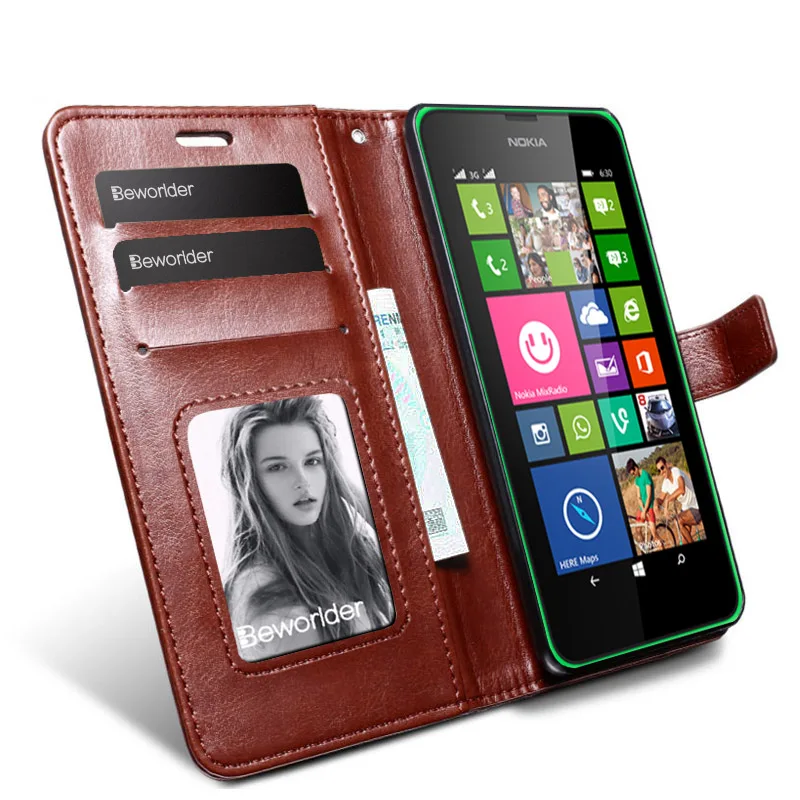 Beworld для Nokia Lumia 630 635 чехол искусственная кожа crazy horse откидная подставка фоторамка