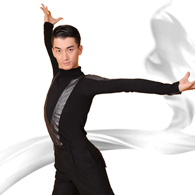 Топ для латинских танцев черный с длинным рукавом Chacha Tango конкурс бальных рубашка