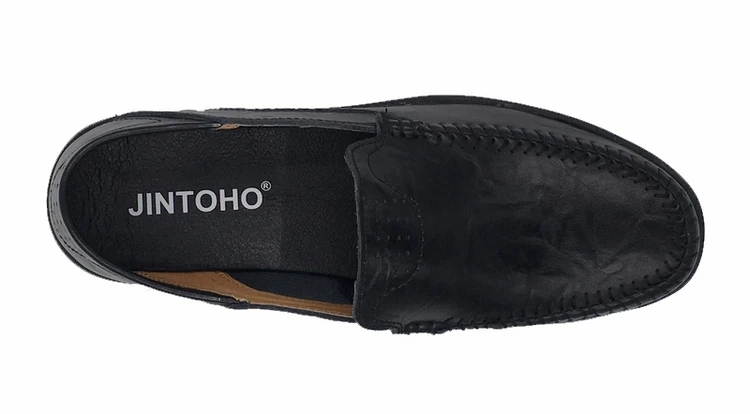 JINTOHO/мужская повседневная кожаная обувь; Брендовые мужские водонепроницаемые мокасины; модная мужская обувь из натуральной кожи; мужские лоферы без застежки; мужская кожаная обувь