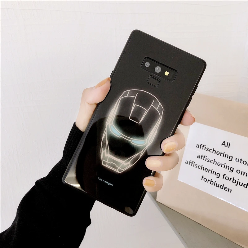 Светящийся Марвел Железный человек venom стеклянный чехол для Samsung Galaxy S8 S9 S10 Plus NOTE 8 9