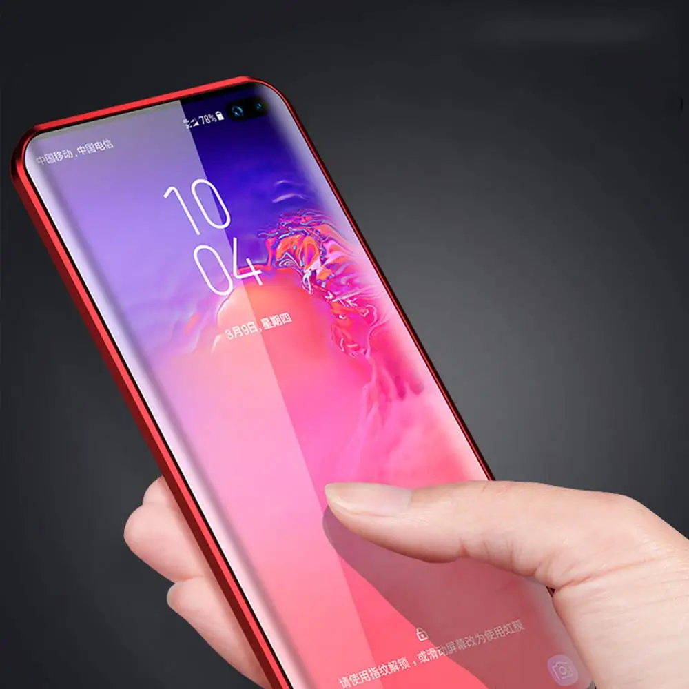 Закаленное стекло чехол для samsung Galaxy S10 Plus Защитная крышка экрана 360 Магнитная
