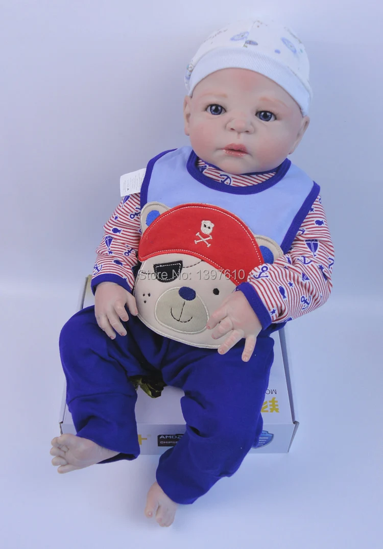23 inches high quality soft silicone pure manual reborn dolls Realistic simulation baby doll collectible toys free shipping | Игрушки и