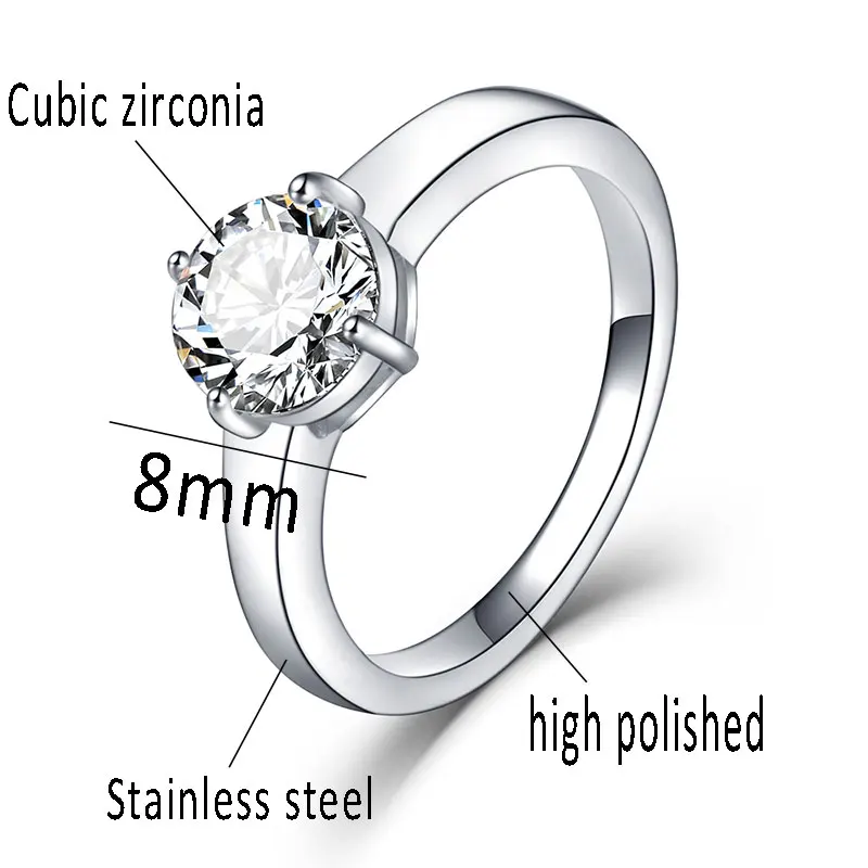 ZPAMS Classic Luxury Ring Silver Color Rings for Women CZ Stone Statement Wedding Engagement Stainless Steel Wholesale | Украшения и
