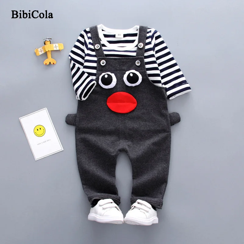 BibiCola 2018 Spring Baby Boys Clothing Set Toddler Outfits Small Children Kids Bib + T-shirt Cartoon |