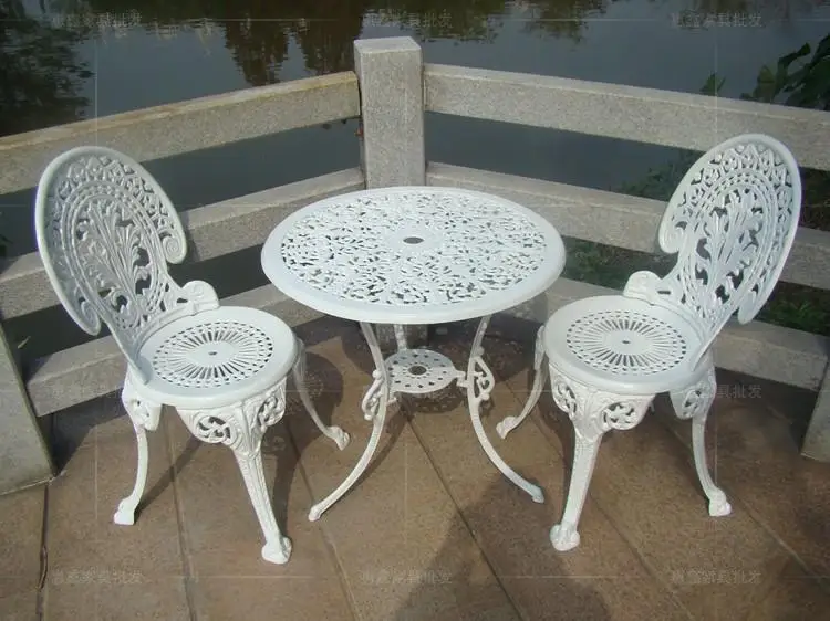 Three-piece cast aluminum chairs balcony minimalist fashion modern patio furniture garden chair white | Мебель
